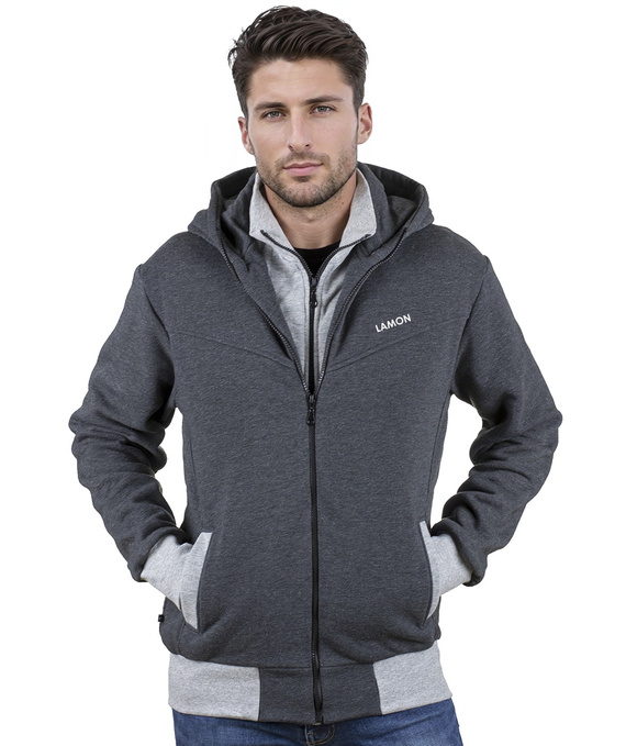 Graphite knitted men's hoodie CARLO LAMON