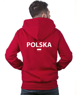 Red sweatshirt of the Polish national team with the emblem and the inscription Poland