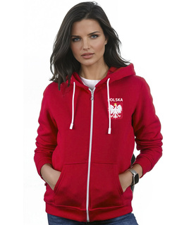Czerwona bluza reprezentacji Polski damska z kapturem LAMON PREMIUM