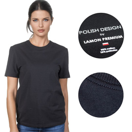 Szary t-shirt damski oversize polskiej marki LAMON PREMIUM